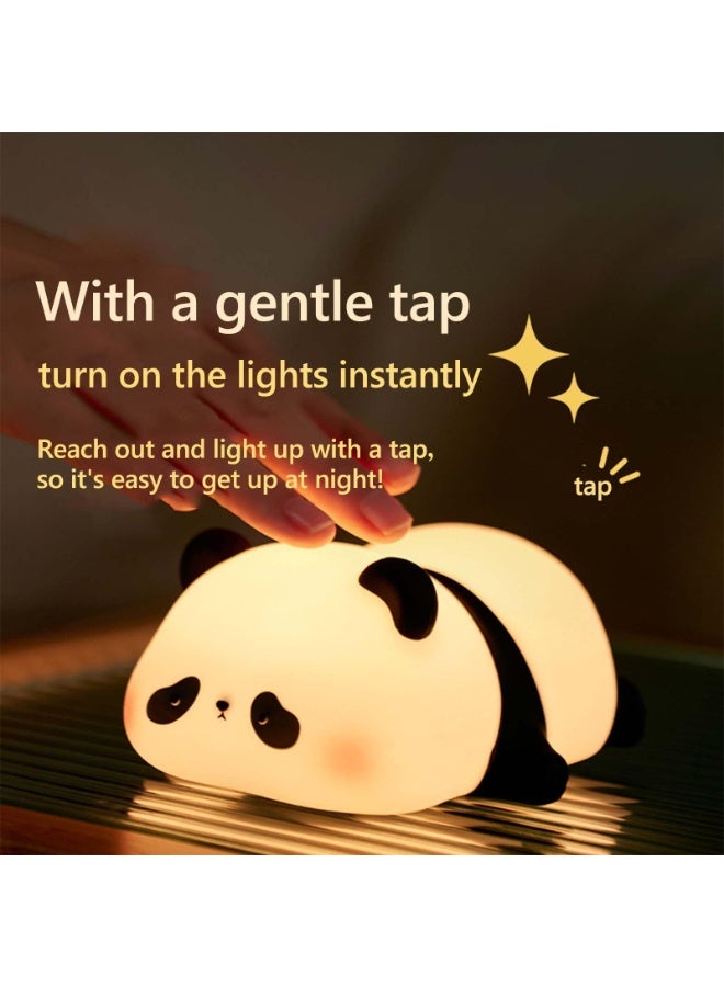 LED Squishy Panda Night Light, Soft Silicone Touch Lamp with 3-Level Dimming, USB Rechargeable Nursery Light for Baby Feeding & Kids Room Decor, Cute Gift - Image 3